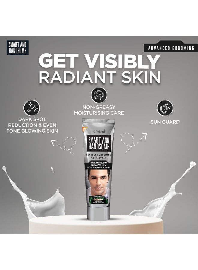 emami كريم الإشراقة للرجال | مع ببتيد أكتيفير | كريم مرطب خفيف الوزن للإشراقة وإحساس غير دهني | مهدئ ومنعش | للبشرة العادية إلى الجافة - Image 3